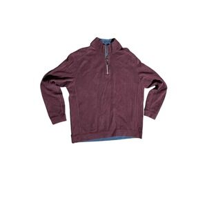 Tommy Bahama Men's Quarter Zip Pullover Sweater Size L Burgundy